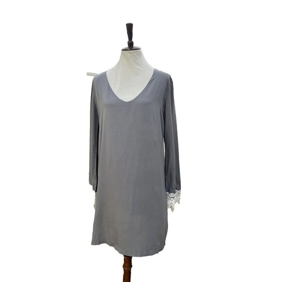 Swell Womens Gray Rosarito Bell Sleeve Crochet Detail Dress Size M L - Picture 9 of 11